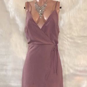 Mind Code mauve faux wrap asymmetrical dress sz M